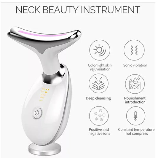 Face Neck Massager LED Photon Therapy Skin Tighten Massage Reduce Double Chin Anti Wrinkle Remove Beauty Device Skin Care Tools